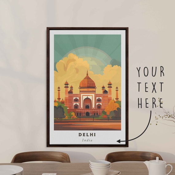 Delhi India Acrylic Painting Travel Art Framed Wall Art Framed Fine Art Poster Paper Print Travel Home Decor