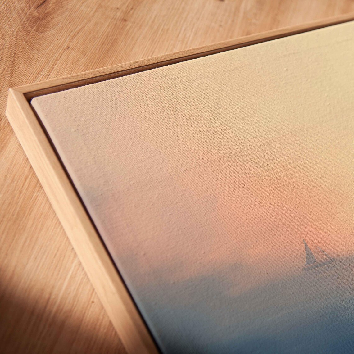 Misty Ocean Morning Sailboats Peach Sky Calm Sea Serenity Poster - Image 2