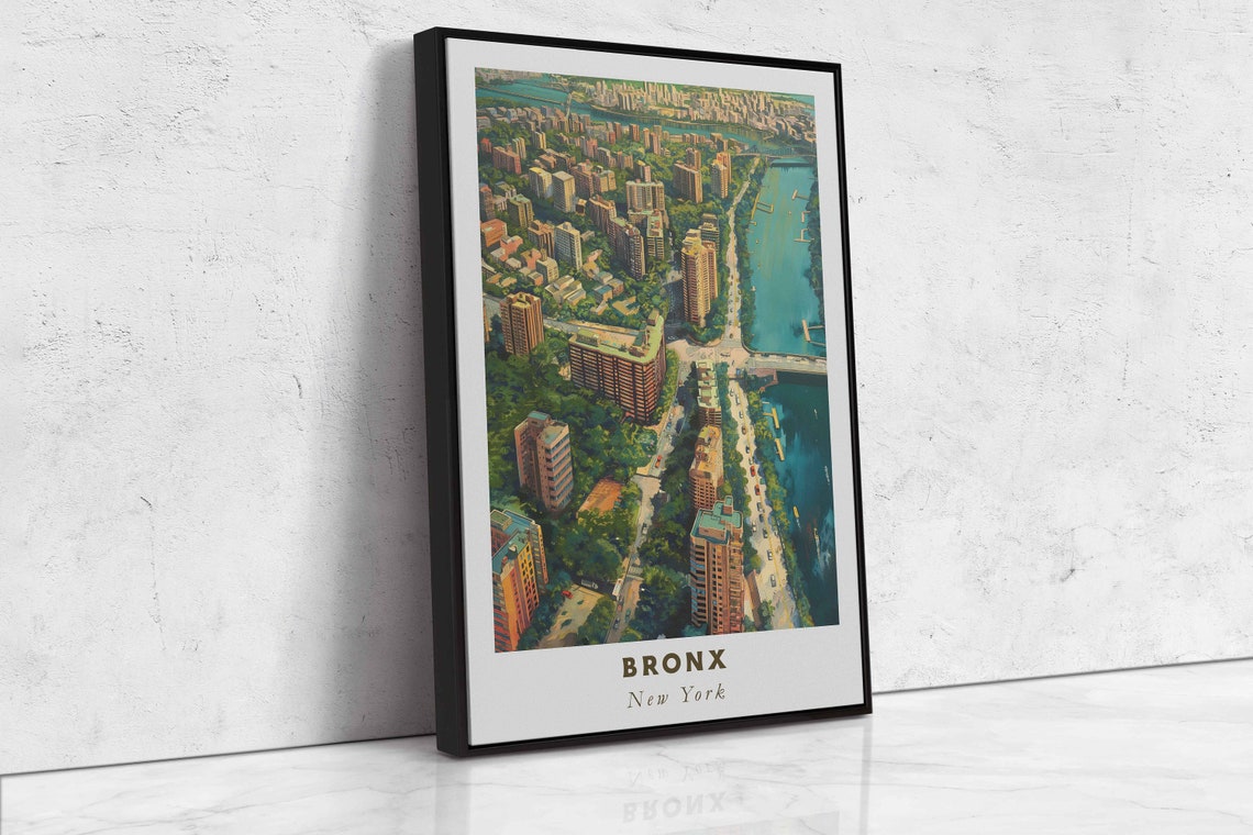 Bronx New York Riverfront Apartment Towers Aerial Travel Poster - Image 2