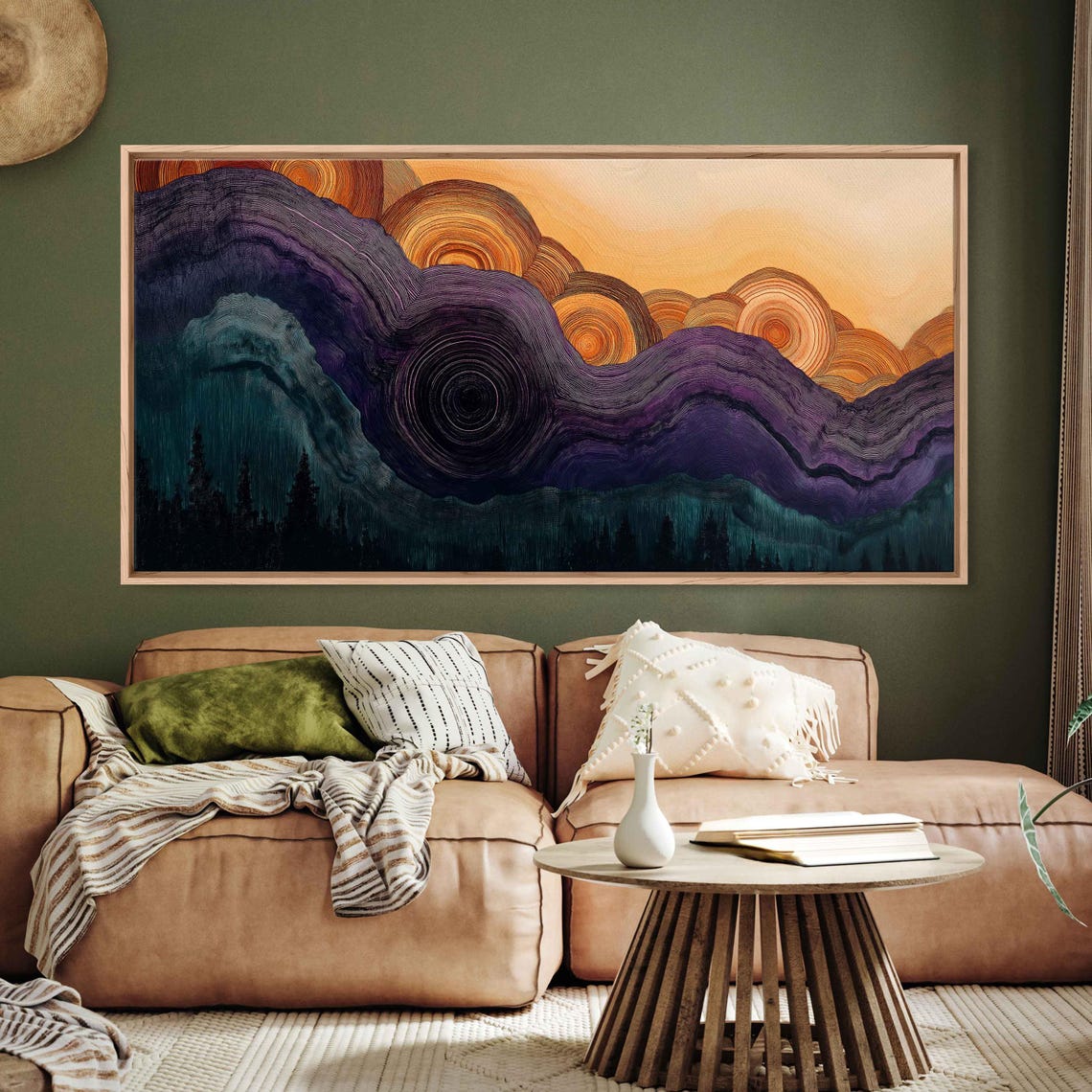Tree Rings Gradient Layers Abstract Nature Landscape Art Poster - Image 3