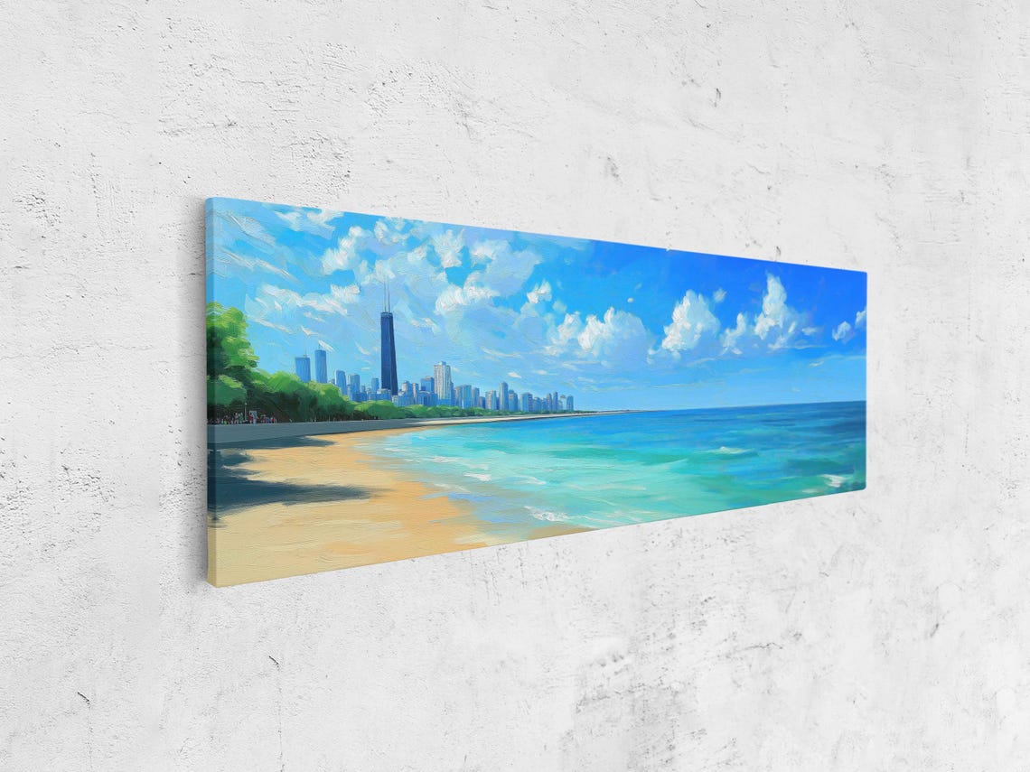 Lake Michigan Views Wall Art Print Bright Sunny Day Chicago Skyline - Image 4