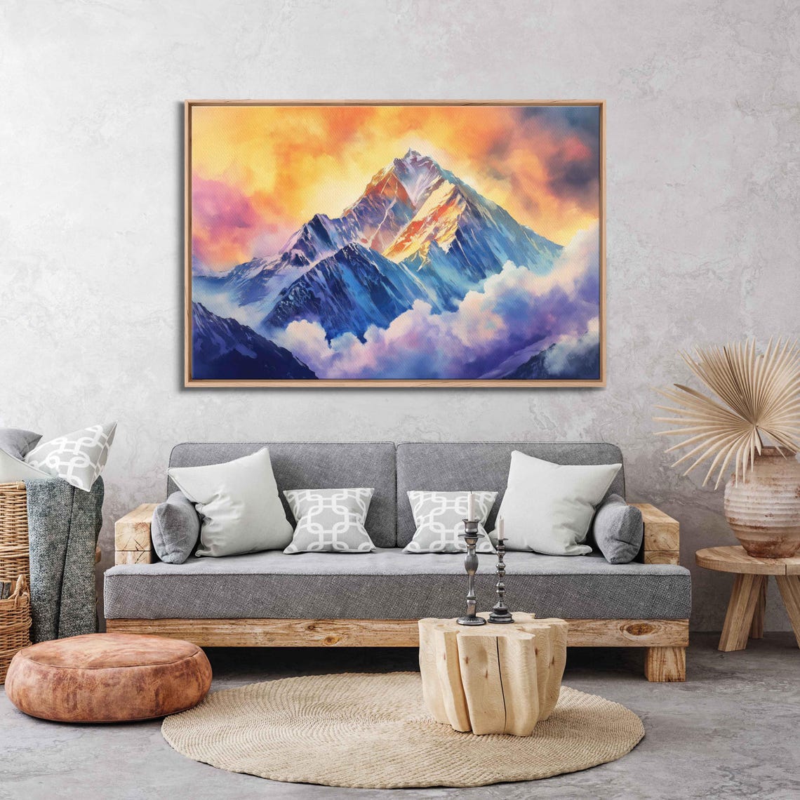 Mount Everest Watercolor Wall Art Print Stunning Sunrise Ethereal Clouds Rugged Terrain - Image 3