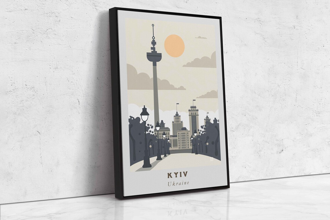 Kyiv Ukraine TV Tower Historic Buildings Retro Travel Poster - Image 2