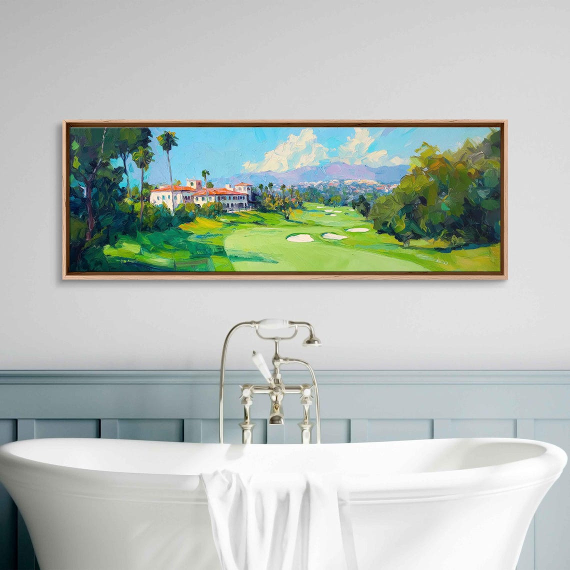Palm Trees Golf Course With Spanish Clubhouse Mountain View Poster - Image 3