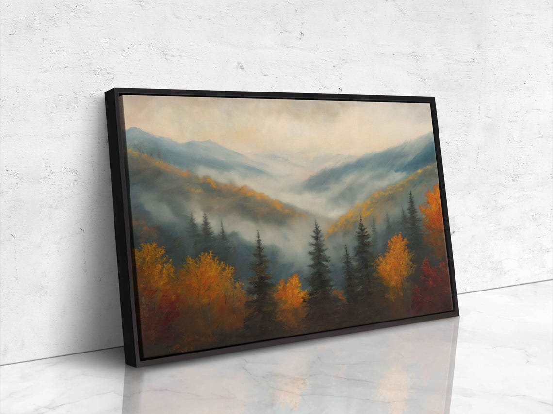 Great Smoky Mountains Autumn Misty Blue Ridges Fall Foliage Poster - Image 4