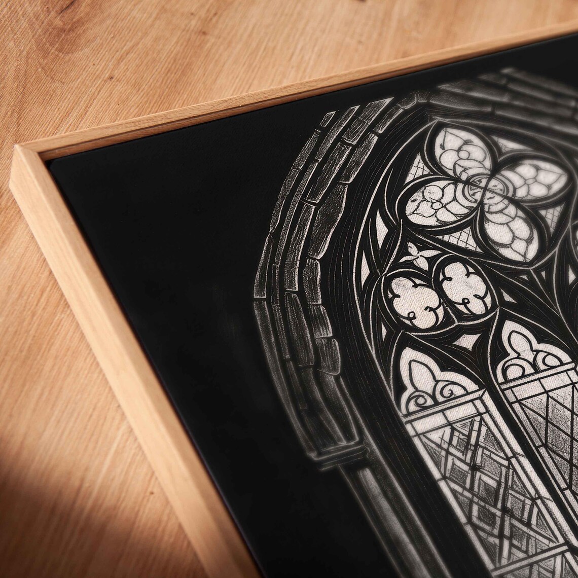 Gothic Arched Window Leaded Glass Dark Tracery Ink Halloween Wall Poster - Image 2