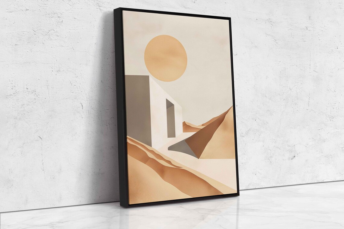Neutral Desert Boho Style Wall Art Print Minimalist Design Abstract Shapes Desert Moon Eclectic Print Ready To Hang - Image 4