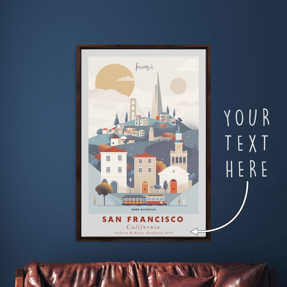 San Francisco Hills Cable Car Mission Houses Sunset View Travel Poster - Image 3