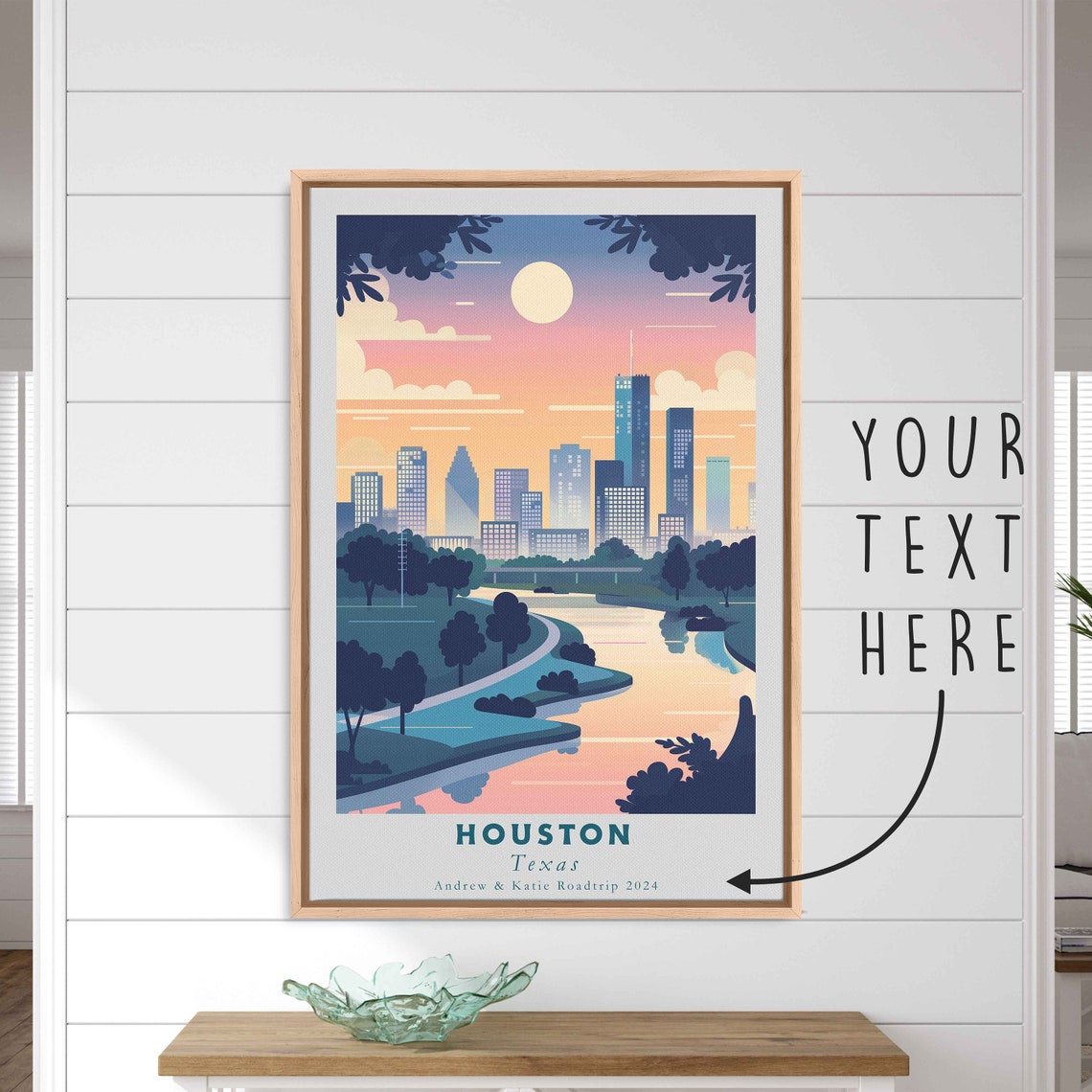 Houston Texas Skyline Bayou Park Sunset Reflection Travel Poster - Image 3