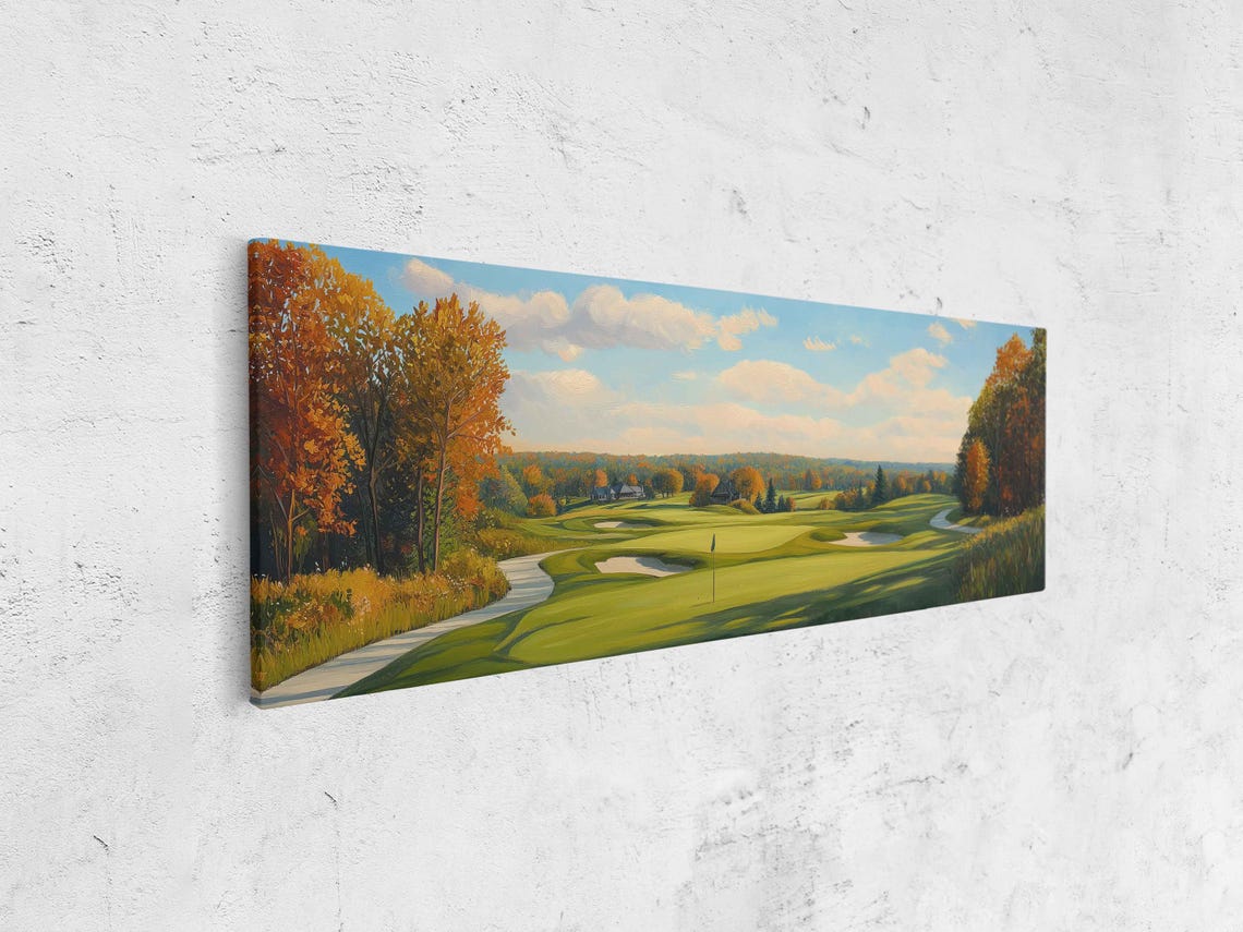 Autumn Golf Course Fairway With Flagstick And Orange Fall Trees Poster - Image 4