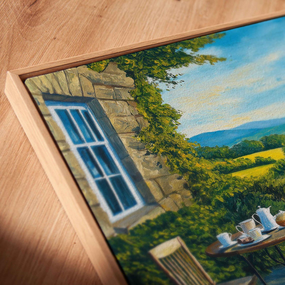 Afternoon Tea Terrace Overlooking Rolling Green Hills Poster - Image 2
