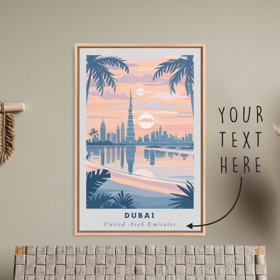 Dubai Skyline Burj Khalifa Waterfront Reflection Travel Poster