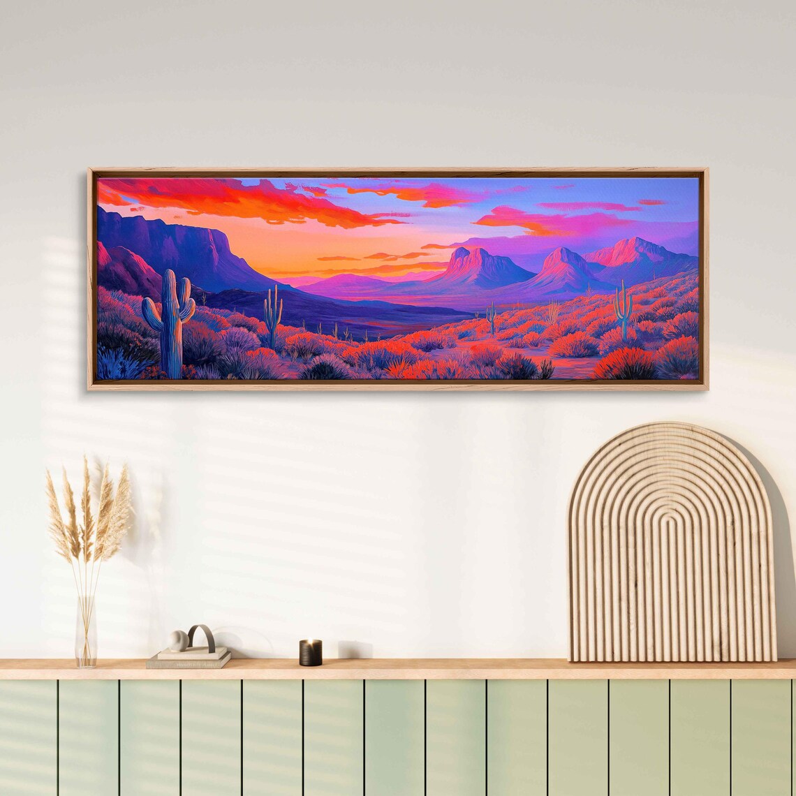 Big Bend National Park Wall Art Print Vivid Desert Landscape Sunset Cacti