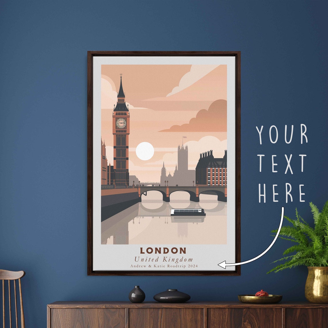 London United Kingdom Acrylic Painting Travel Art Framed Wall Art Framed Fine Art Poster Paper Print Travel Home Decor - Image 3