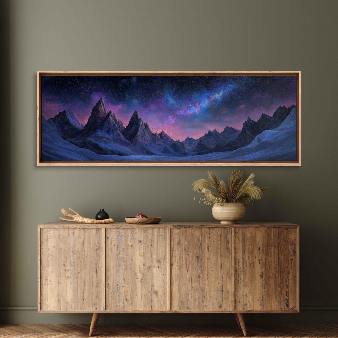 Enchanting Star Filled Sky Above Jagged Mountain Peaks Wall Art Print