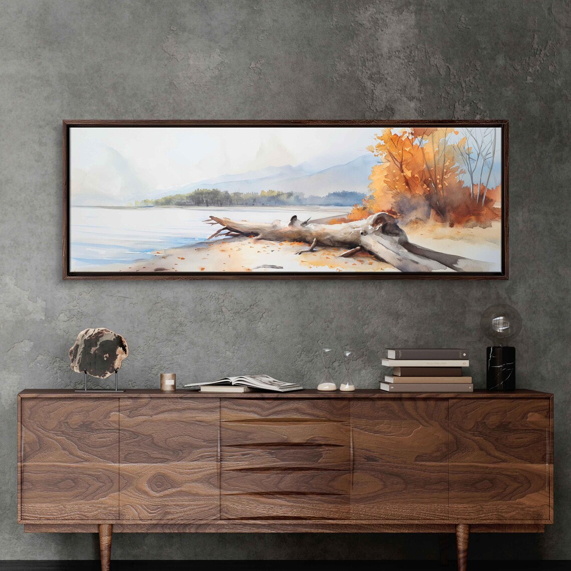 Autumn Beach Watercolor Art Print, Driftwood Shore - Image 3