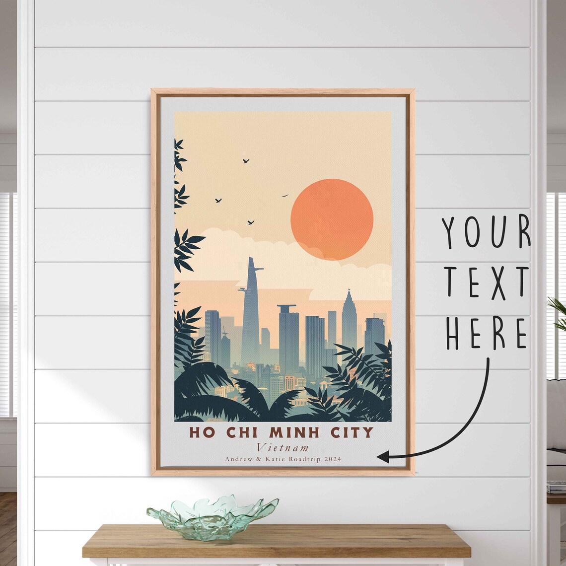 Ho Chi Minh City Vietnam Skyline Palms Sunset Minimalist Travel Poster - Image 3