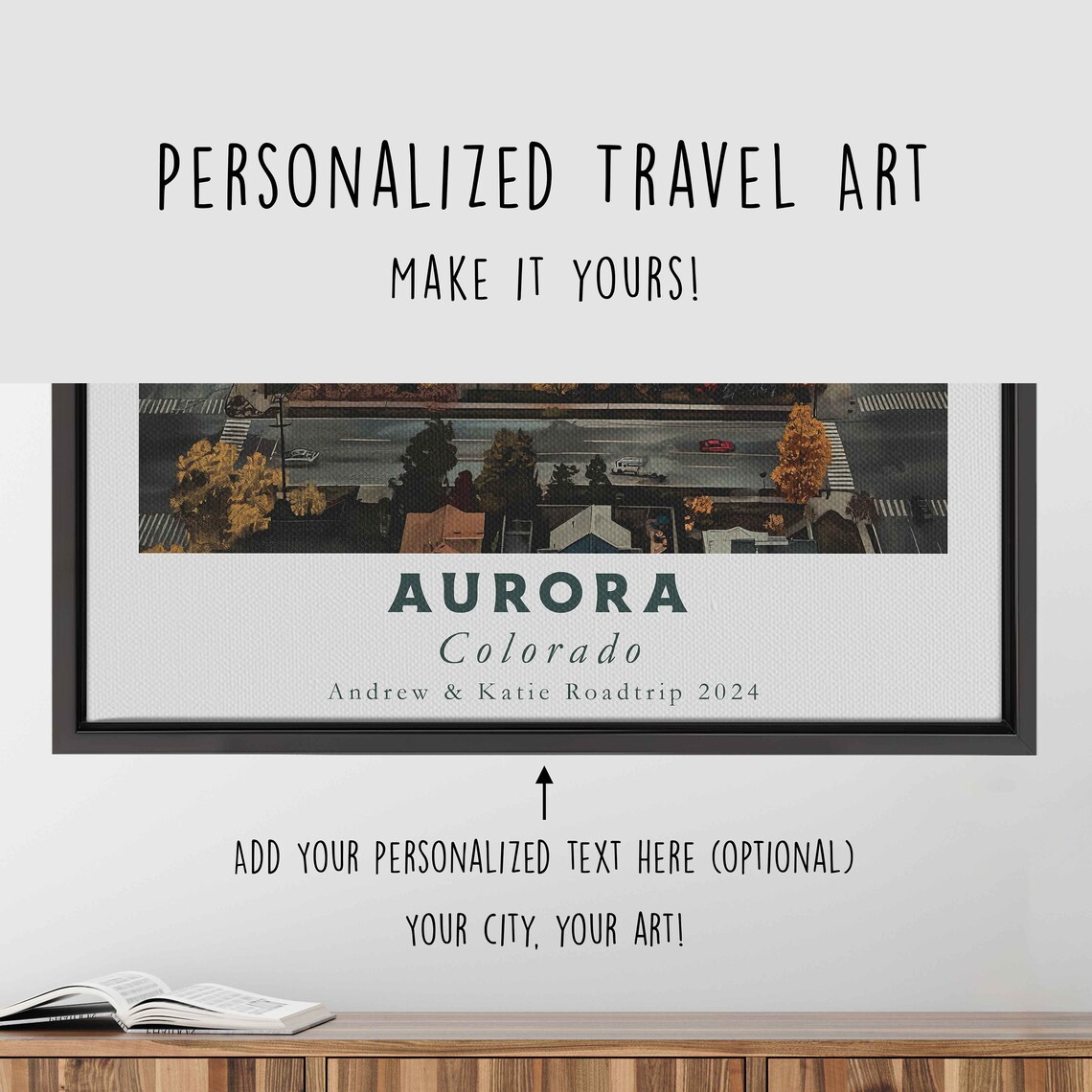 Aurora Colorado Aerial Autumn Lake Park Golden Trees Travel Poster - Image 4
