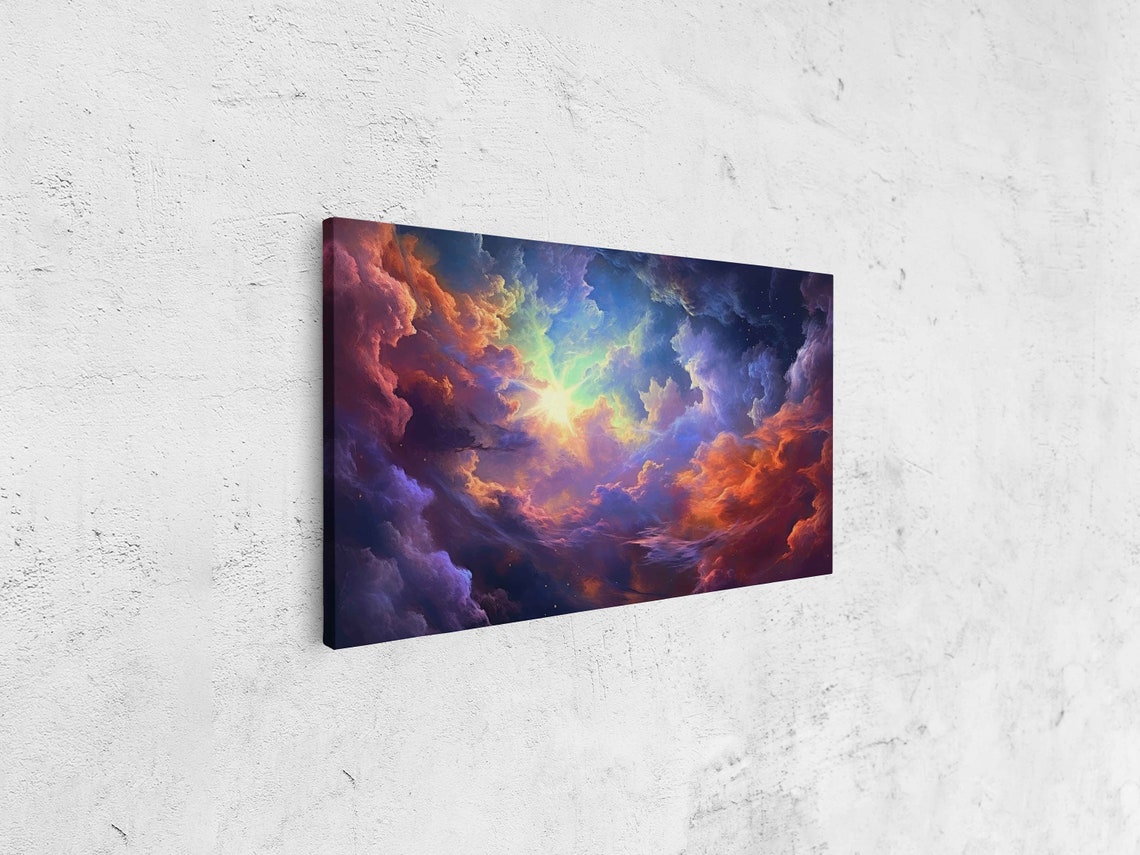 Abstract Clouds Sunset Painting Framed Print Ready To Hang Panoramic Wall Art - Image 4