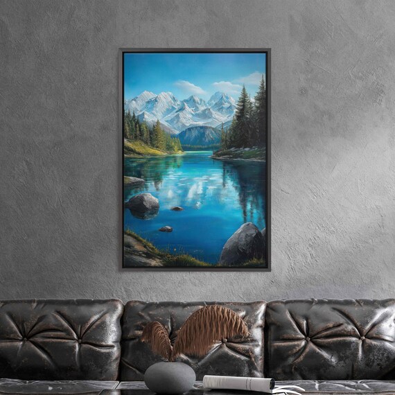 Serene Swiss Alps Reflections Wall Art Print Pristine Lake Vibrant Blue Waters