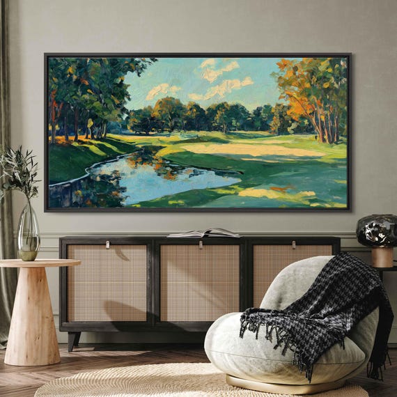 Congressional Country Club Golf Course Oil Wall Art Print Lush Fairways Gift For Golfer Golfing Green Ready To Hang