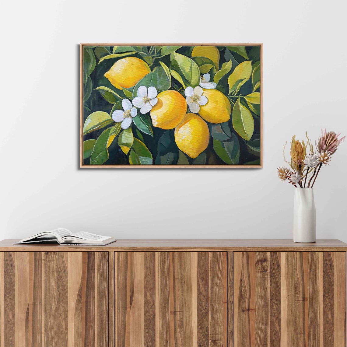 Abundant Lemons White Blossoms Lush Green Leaves Citrus Art Poster