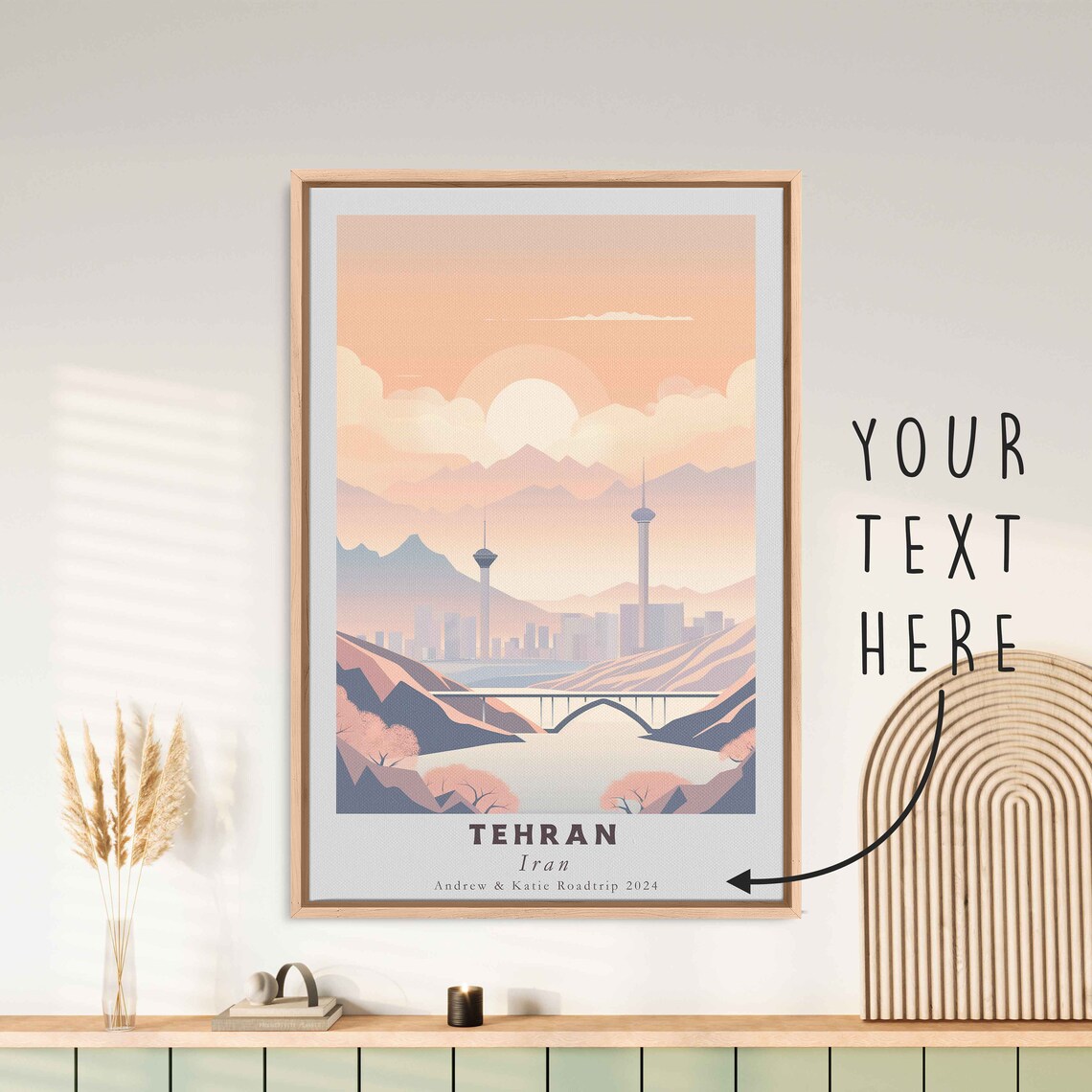 Tehran Iran Mountain City Skyline Sunset Towers Bridge Art Poster - Image 3
