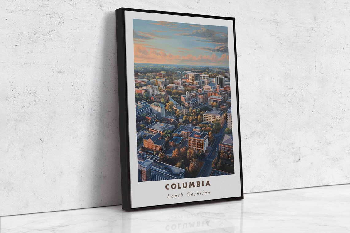 Columbia South Carolina Aerial Downtown Skyline Golden Hour Poster - Image 2