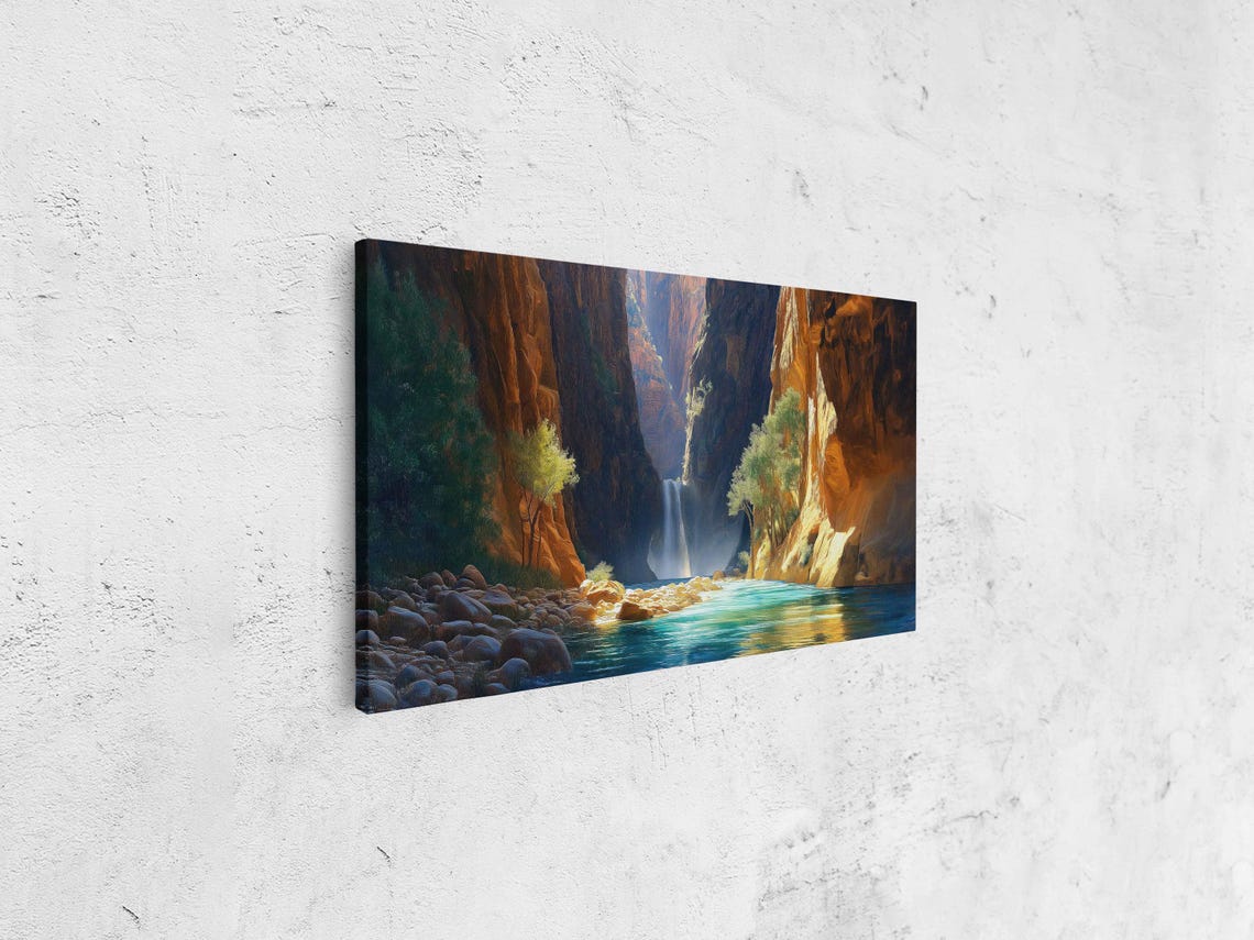 Zion Narrows Scenic View Wall Art Print Glowing Sunlight Blue Waters Nature Beauty - Image 4