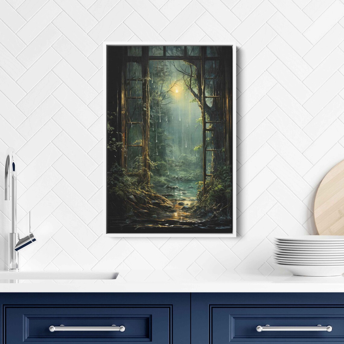 Rainforest Walkway Art Print, Rainy Forest Path - Image 3