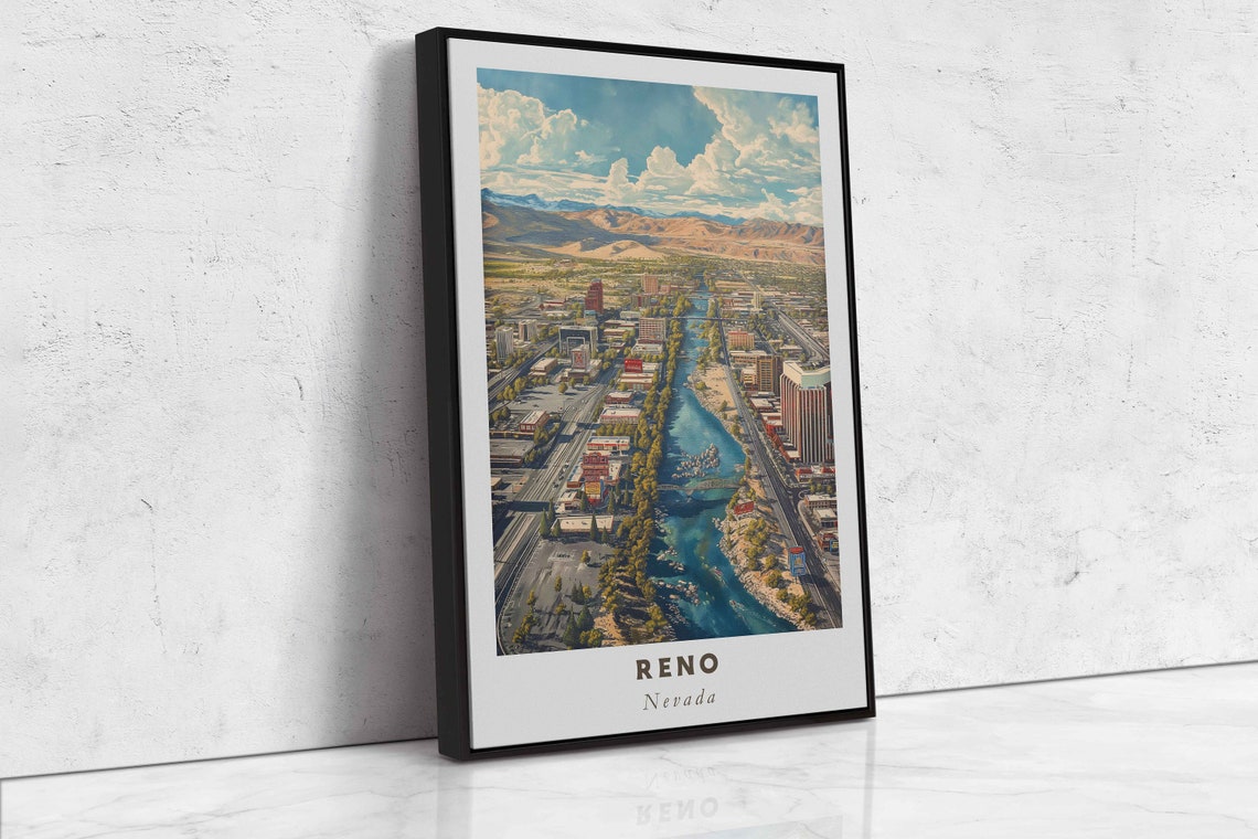 Reno Nevada Aerial Truckee River City Mountain Desert Skyline Poster - Image 2