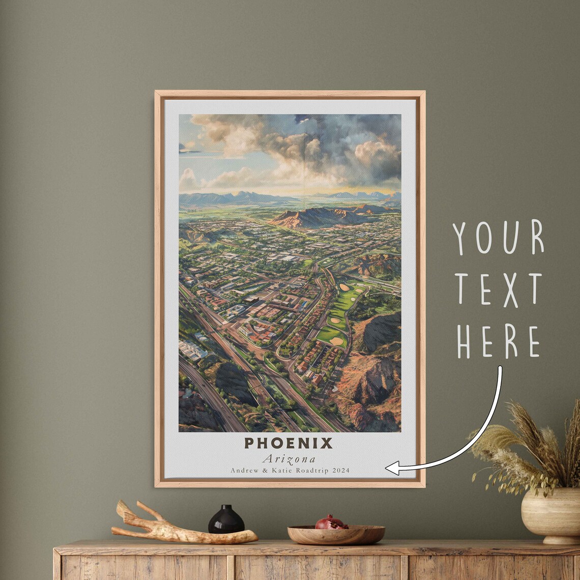 Phoenix Arizona Aerial Desert Mountains Golf Course Valley Poster - Image 3