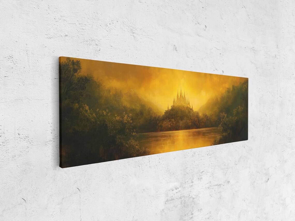 Fantasy Castle Atop A Hill, Magic Landscape With Lake - Image 4