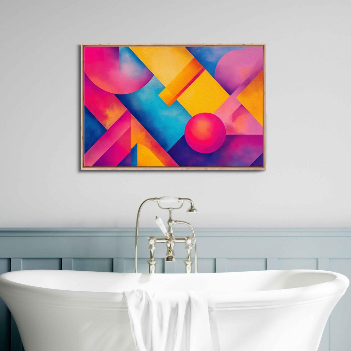 Vibrant Abstract Geometric Shapes Wall Art Print Modern Design Color Gradients Home Styling