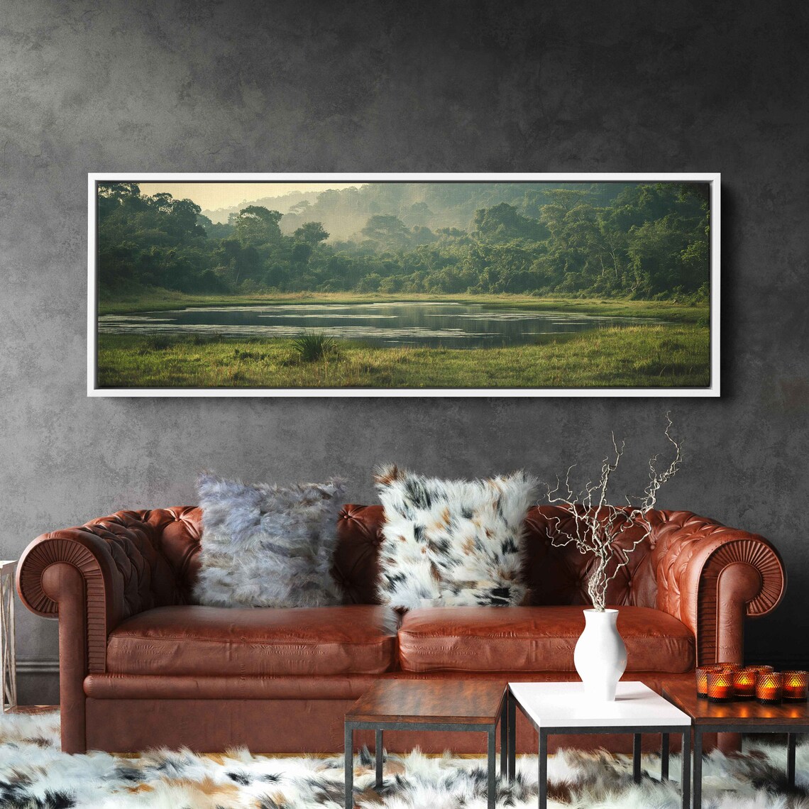Misty Rainforest Lagoon Wetland Morning Fog Mountains Poster - Image 4