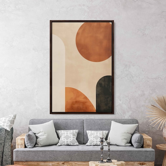Neutral Desert Color Boho Style Wall Art Print Minimalist Design Abstract Shapes Eclectic Print Ready To Hang