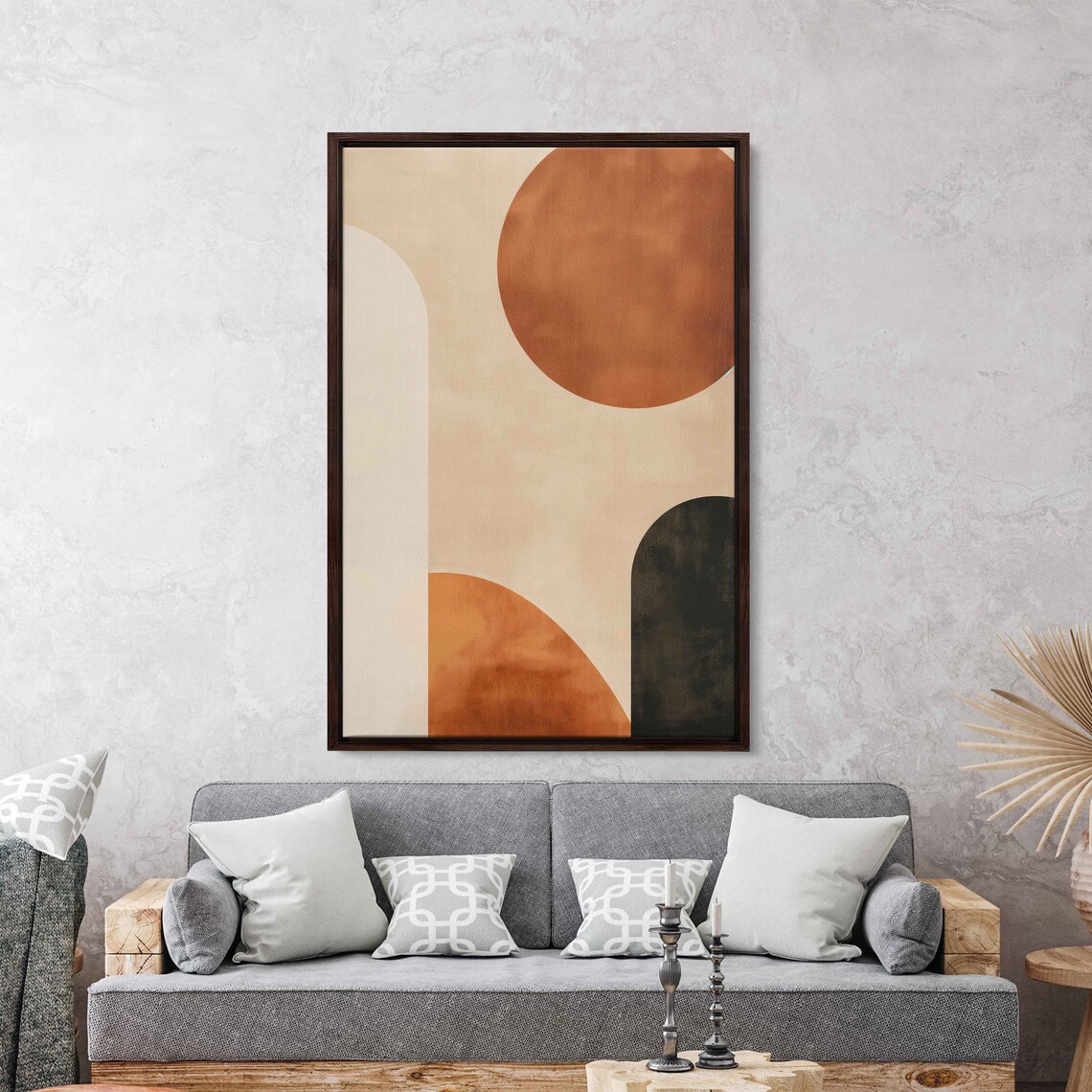 Neutral Desert Color Boho Style Wall Art Print Minimalist Design Abstract Shapes Eclectic Print Ready To Hang