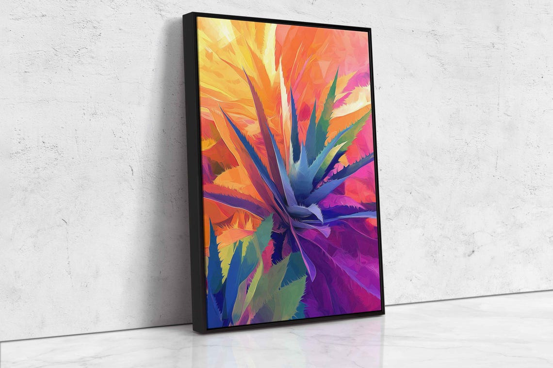 Geometric Vibrant Agave Plant Wall Art Print Nature Wall Art Abstract Plant Plant Mom Ready To Hang - Image 4