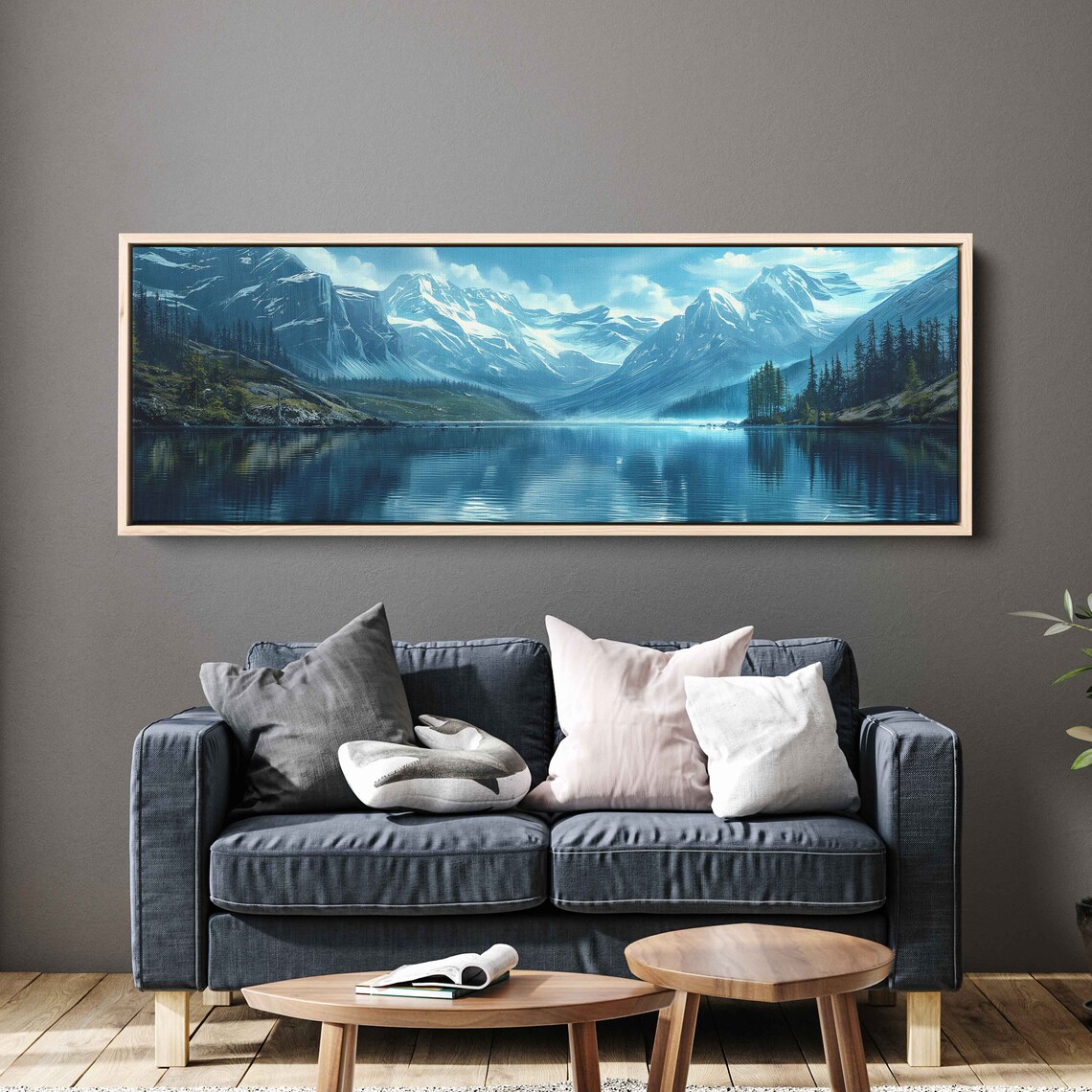 Blue Snowy Mountain Peaks Mirror Lake Serene Alpine Panorama Wall Poster - Image 2
