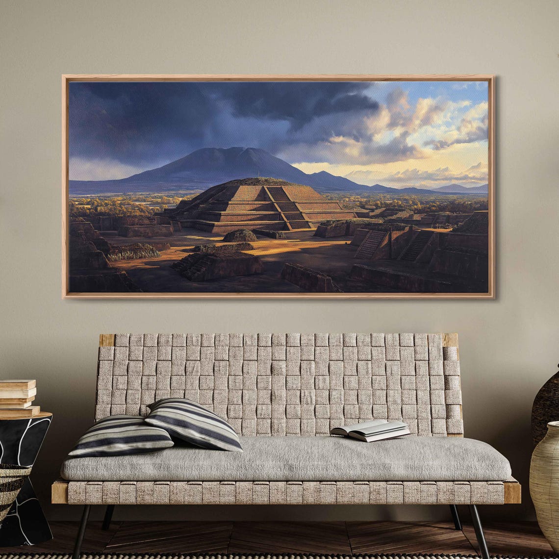 Teotihuacan Pyramid Moon Dusk Dramatic Ancient Mexico Travel Poster