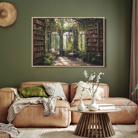 Greenhouse Book Nook Art Print, Plant Lover Decor