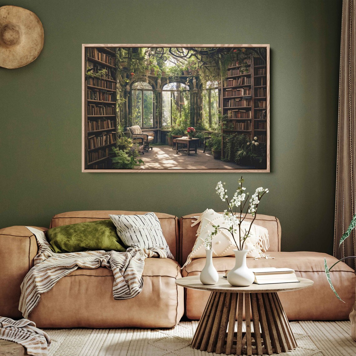 Greenhouse Book Nook Art Print, Plant Lover Decor