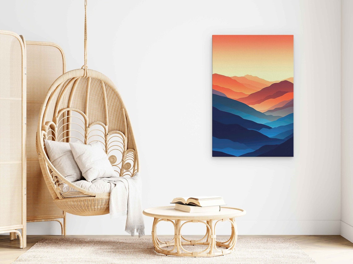 Sunset Mountain Ridges Minimalist Abstract Warm Gradient Modern Poster - Image 3