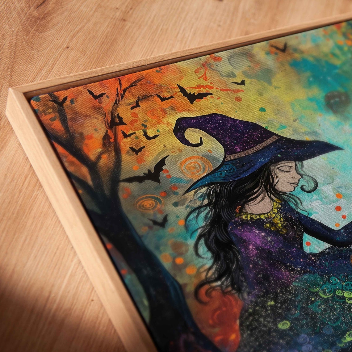 Witch Stirring Magic Cauldron Black Cat Pumpkin Halloween Poster - Image 2