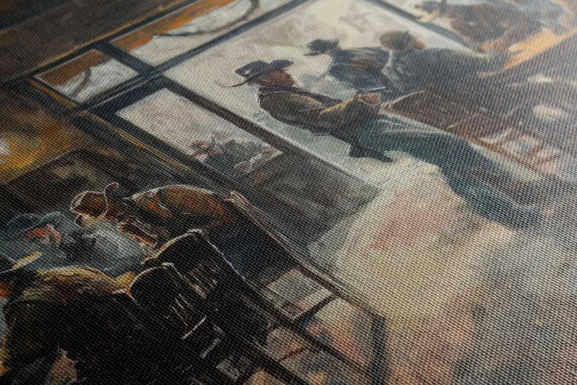 Old West Saloon Cowboys Western Interior Scene Painting Art Print - Image 2