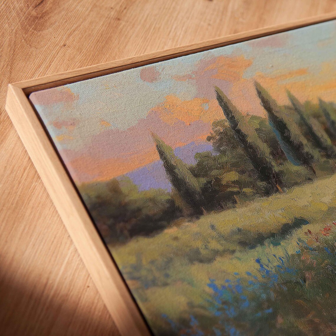 Cypress Tree Alley Landscape Wall Art Print Serene Italian Sunset Scene - Image 2