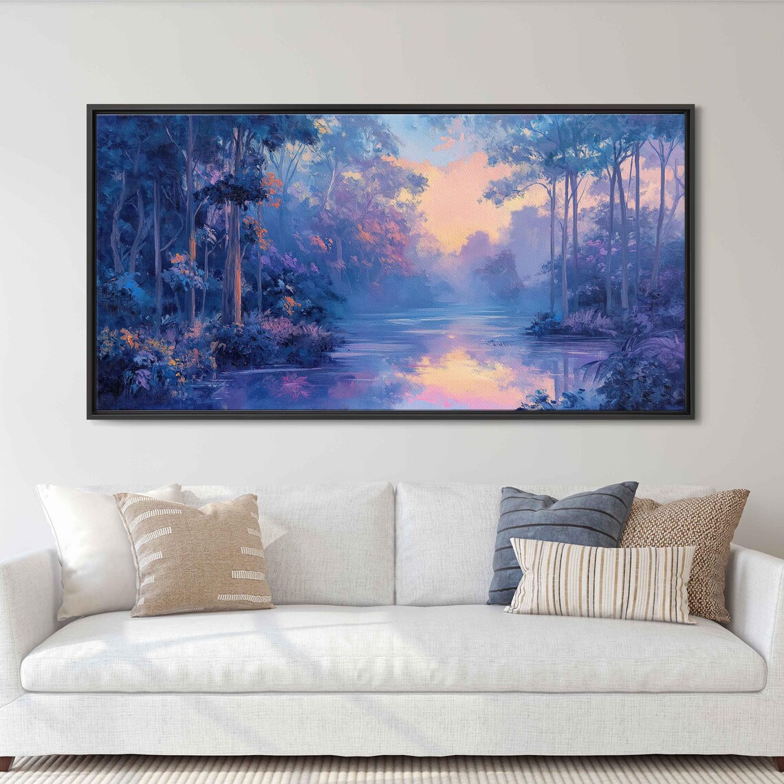 Enchanted Forest At Dawn Wall Art Print Dreamlike Pastel Colors Dew Kissed Flora