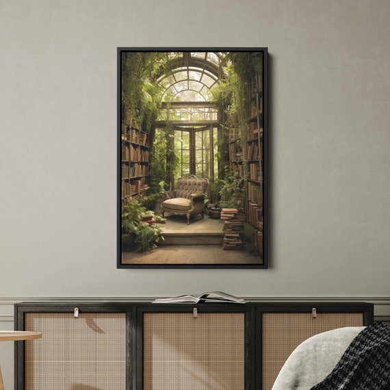 Greenhouse Book Nook Wall Art Print Plant Nursery Library Gift For Plant Lover Green Thumb Ready To Hang
