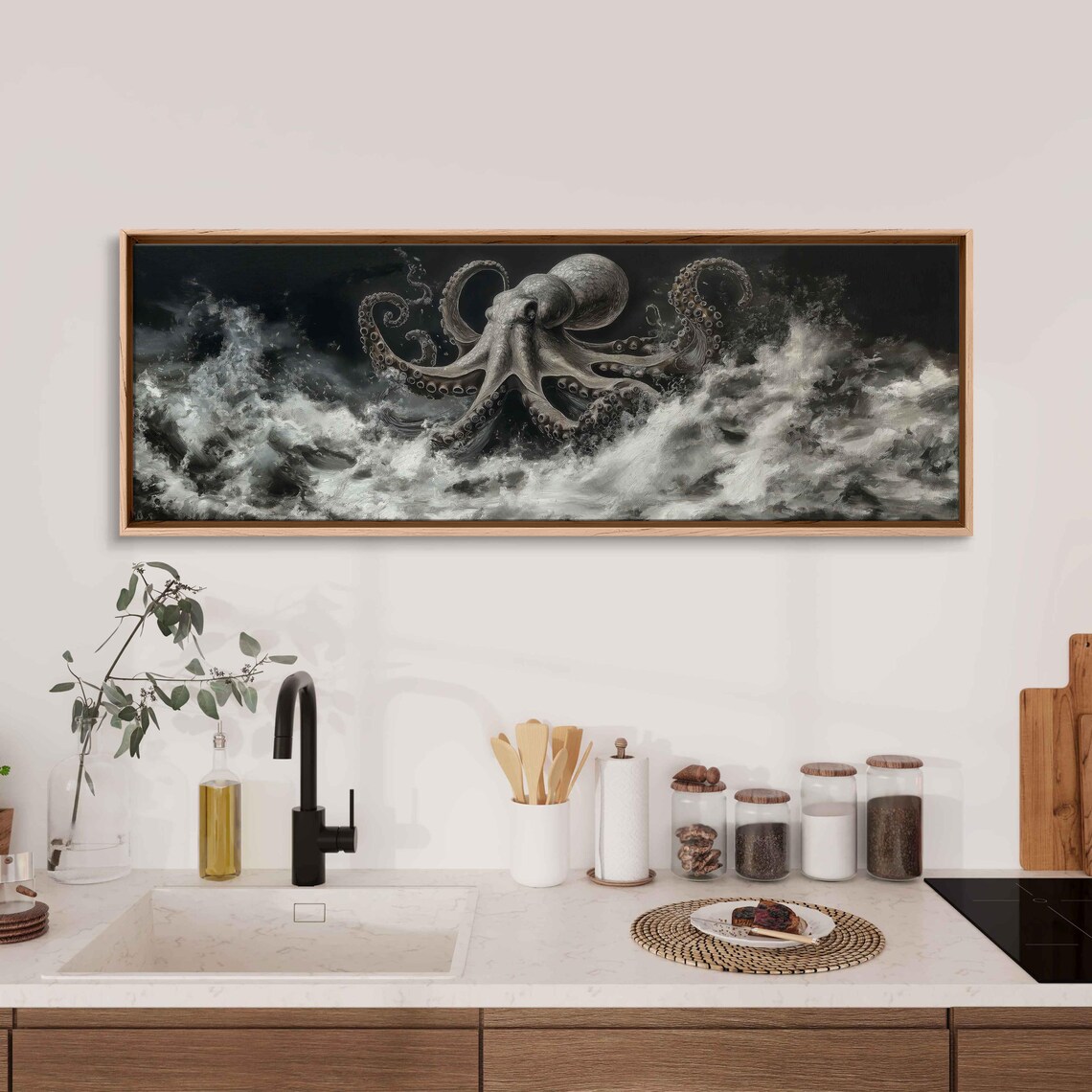 Giant Octopus Reaching From The Sea, Ocean Scene