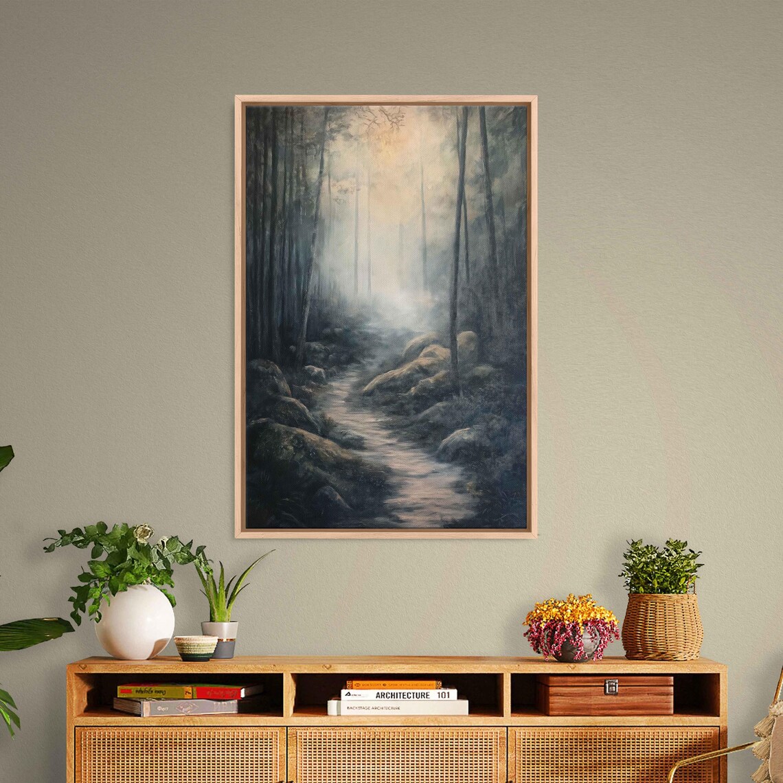 Misty Enchanted Forest Art Print, Serene Brook